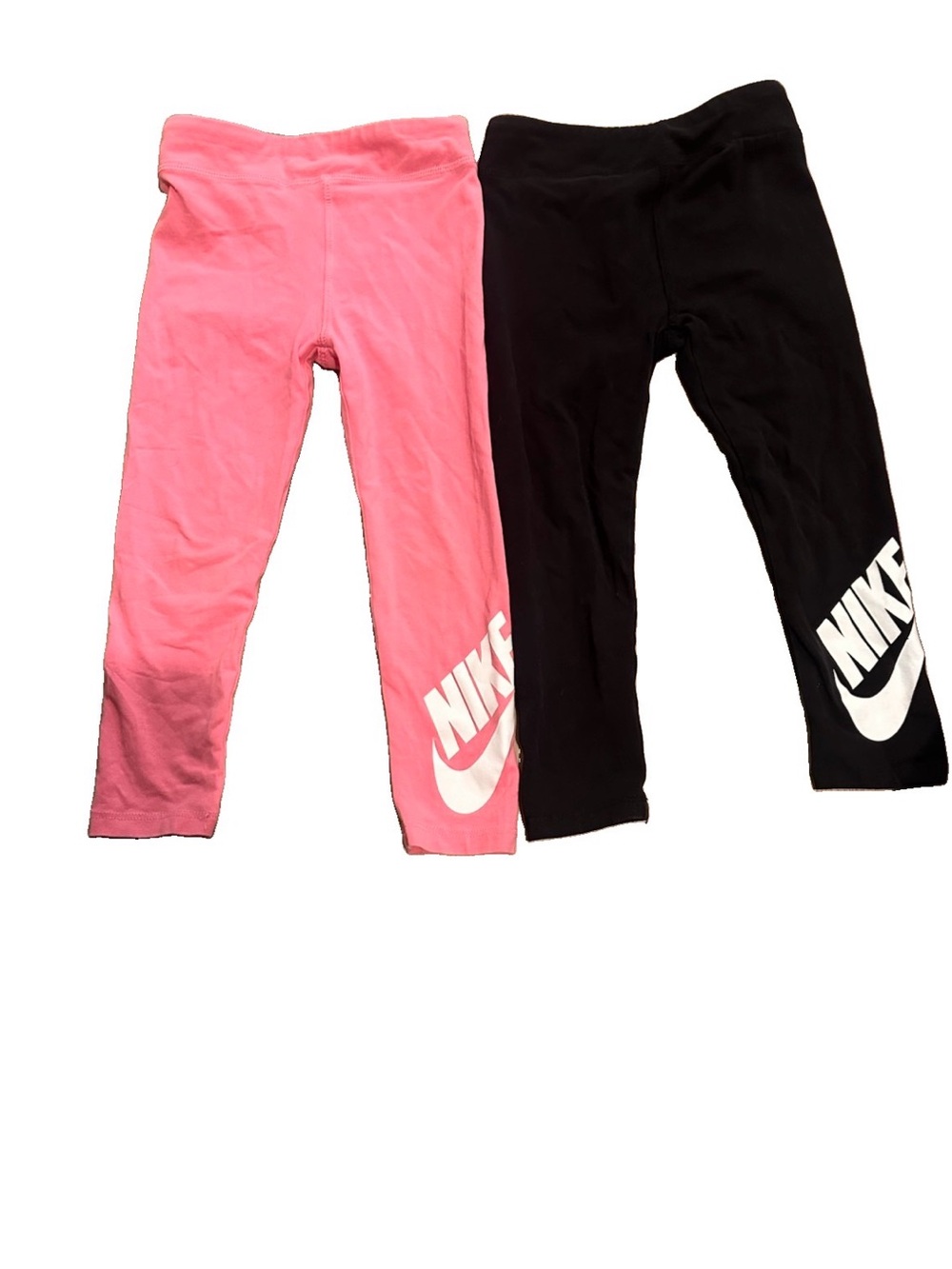Nike Kids' Pink and Black Leggings Set with White Logo